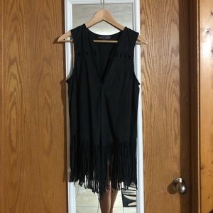 Black Fringe Vest